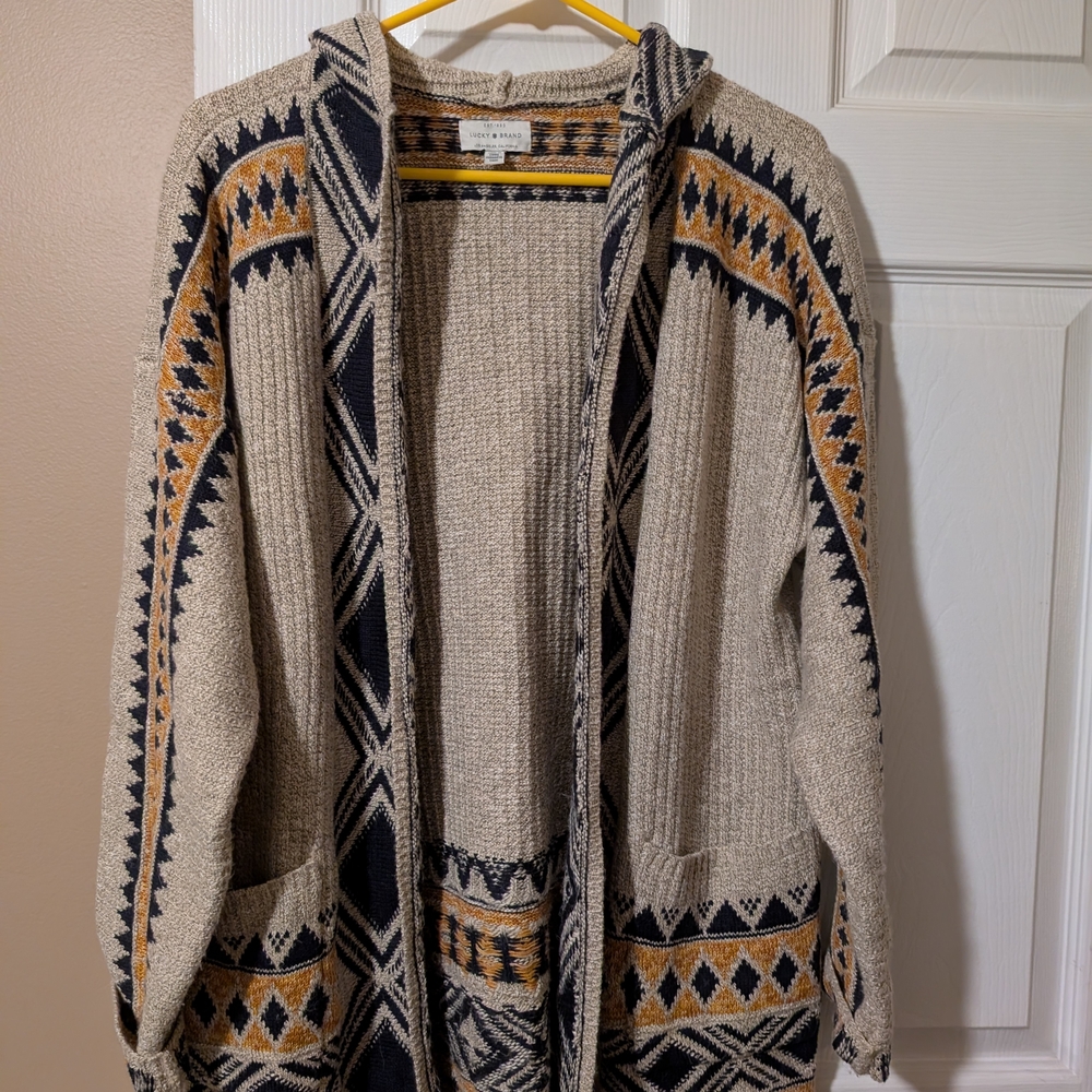 Lucky Brand Multicolor Knit Cardigan Sweater. Size M.